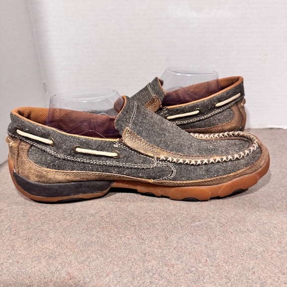 Twisted X Men’s Brown Gray Canvas Moccasins Driving Shoes 10.5 main image 8